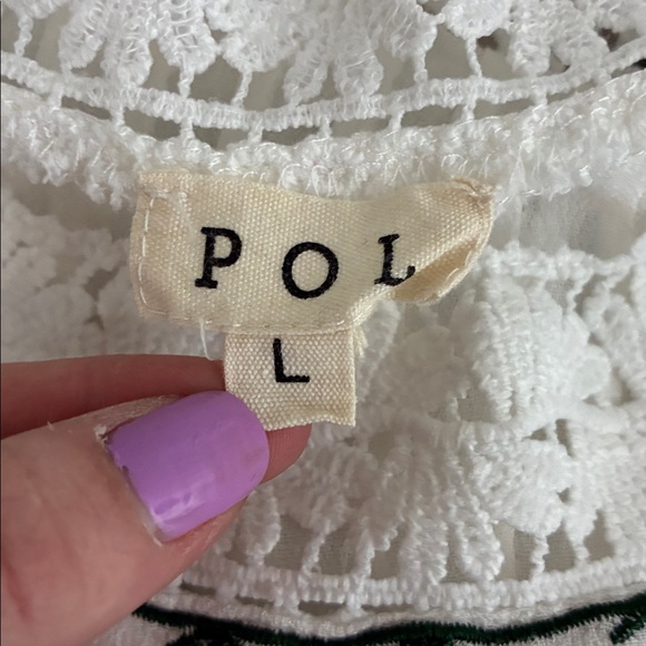 POL Women’s Large White Tunic Blouse Orange Floral Embroidery Spring Boho Flowy - Picture 6 of 7